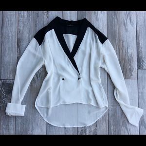 Black and White High Low Shirt